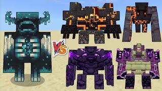 Warden vs Netherite Monstrosity, Ender Guardian, Ender Golem & Blackstone Golem