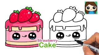 How to Draw a Strawberry Cake  Cute Dessert Food Art