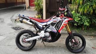 Honda Crf250L rally supermoto walkaround and arrow sound 305cc takegawa pcv