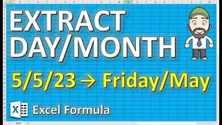 Get month name from a date in EXCEL - Extract Day, Year, Month from date - 2 minute excel formula