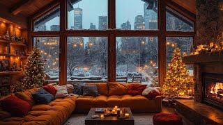 Christmas Jazz  Crackling Fireplace Sounds at Cozy Christmas Ambience ~ Relaxing Christmas Jazz