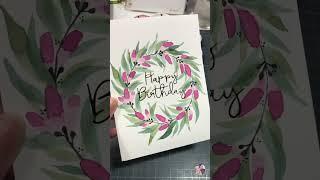 Hot foiling with watercolour wreath | Birthday card