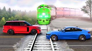 Cars vs Train Tracks ▶️ BeamNG Drive - (Long Video SPECIAL)
