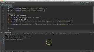 The Basics - Python 3: If with Strings (alphabetical order)