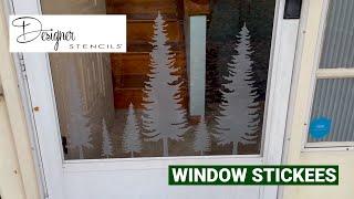 Pine Forest Window Stickees | Window Decorations for Winter | Designer Stencils