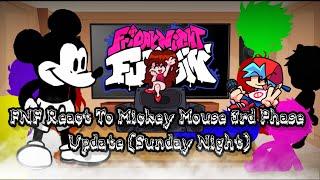 FNF React To Vs Mickey Mouse 3rd Phase Update (Sunday Night)||FRIDAY NIGHT FUNKIN'||ElenaYT.