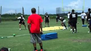 Dedrick Tucker Hamilton Tigercats workout bag dril