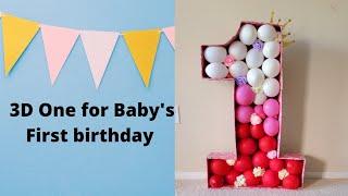 Baby birthday 3D balloon mosaic Number for decoration | Easy DIY with cardboard