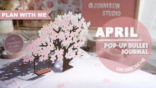 [PLAN WITH ME] Sakura/Cherry Blossom POP-UP Bullet Journal | April 2021 | POP-UP CARD TUTORIAL