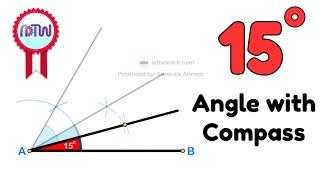 How to construct 15 degree angle || 15 degree angle construction || #angle