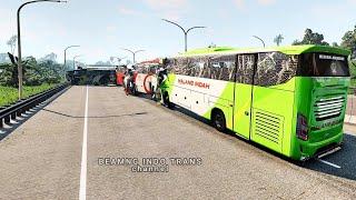 Bus konvoi Tabrakan beruntun beruntun di jalan tol, game Beamng drive