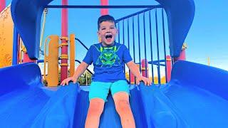 CALEBS FAVORITE PARK! Pirate Ship, Sea Monsters & Floor is Lava pretend play! Hide N Seek with MOM!