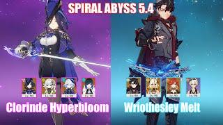 C0 Clorinde Hyperbloom & C0 Wriothesley Melt | Spiral Abyss 5.4 | Genshin Impact