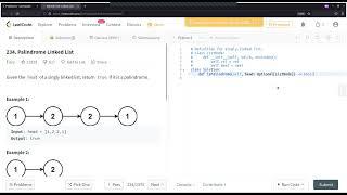 Palindrome Linked List | LeetCode | Easy | Python Solution | Interview Preparation