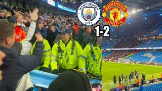 Man United Fans Celebrate In An Empty Etihad & Make Fun Of Man City Fans After 2-1 Comeback Win