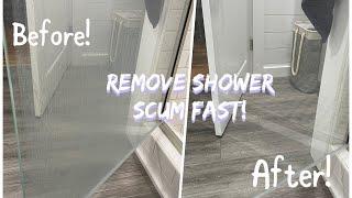 How to remove HARD WATER Spots & SCUM for GLASS SHOWER DOORS!! 3 SIMPLE Ingredients! 