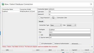 IO Error: Network adapter could not establish the connection/ solved.