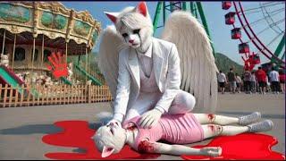  Angel Cat Sacrifices His Wings to Save His Girlfriend! Part 9️#cat #catvideos #cutecat #aicat