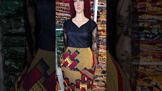 Tenue africaine taille basse haut et jupe en wax pagne Ankara dress African outfit