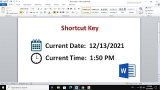 Shortcut Key to Insert Current Date & Time In MS Word