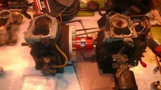 How to couple two small engines together to sound like a Harley Davidson V-twin