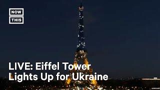 Eiffel Tower Lights Up with Ukrainian Flag Colors I LIVE