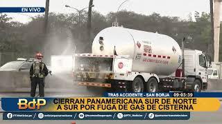 Cierran Panamericana Sur por fuga de gas de camión cisterna en plena hora punta