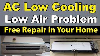 Split AC low cooling problem ac low air flow problem self repair learn why ice making in ac solution