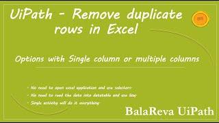 UiPath Excel Remove duplicate | Multiple columns (remove duplicates)