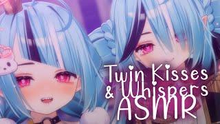 【ASMR】 Twins Give You Kisses & Inaudible French Whispers 