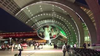 Dubai Airport departure entrance in the evening terminal 3