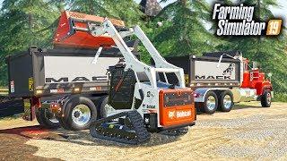 FS19- CONSTRUCTION PROJECT! LOADING DUMP TRUCKS WITH NEW BOBCAT SKID STEER