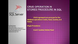 CRUD Operation in Stored Procedure in SQL