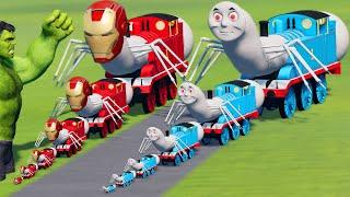 Big & Small CURSED Iron Man the Tank Engine vs CURSED Train Thomas vs HULK | BeamNG.Drive