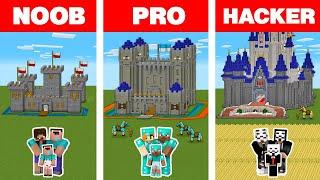 Minecraft NOOB vs PRO vs HACKER: CASTLE FAMILY HOUSE BUILD CHALLENGE / Animation