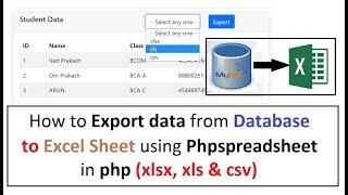 How to Export data from Database to Excel Sheet using Phpspreadsheet in php