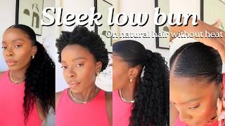 How to style Natural hair | Sleek low bun