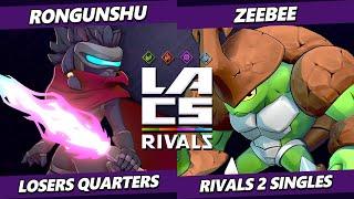 LACS Rivals TOP 8 - ZeeBee (Kragg) Vs. Rongunshu (Clarien) Rivals of Aether 2 - RoA2