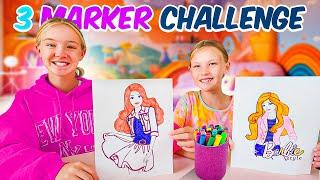 3 Marker Barbie Challenge!!!