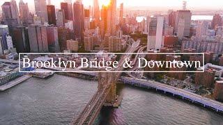 4k Brooklyn Bridge Drone Downtown