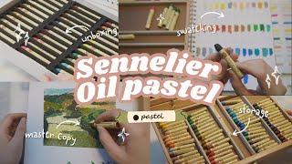 Sennelier Oil Pastel Set: Unbox, Swatching & Review and Landscape study