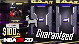 I spent $100 on GUARANTEED GOAT PACKS in nba 2k20 myteam....