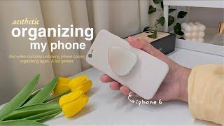 cleaning & organizing my phone (iphone 6) | games, case, & unboxing | aesthetic