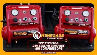 Renegade Industrial 12V 112LPM & 24V 156LPM Compact Air Compressors (DC12-112/DC24-156)