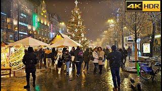 Prague Snow Walk | Snow White Christmas Market in Prague | Czech Republic [4K HDR]