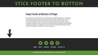 Stick Footer at Bottom of Page Using HTML & CSS | Footer Design