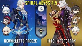 C0 Neuvillette Freeze and C0 Itto Hypercarry - Genshin Impact Abyss 4.5 - Floor 12 9 Stars