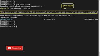 This system is not registered with an entitlement server. | Yum Error in RHEL-8 Server [SOLVED]