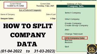 How to Split Tally.ERP 9 Data  Step by Step 2022 || Split Company Data in Tally ERP 9 in hindi.....