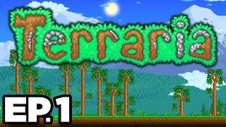 2D MINECRAFT? SURVIVING THE FIRST NIGHT, BUILDING SHELTER!!! - Terraria Ep.1 (Gameplay / Let's Play)